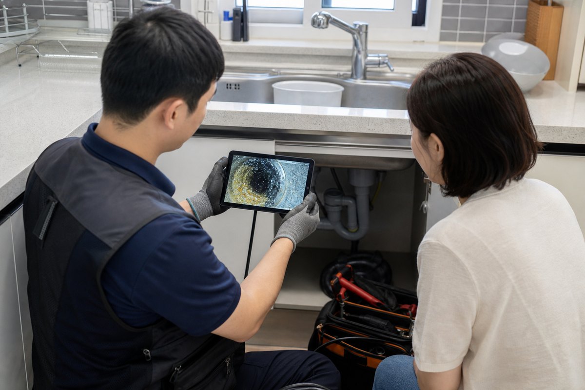 배관 내부 오염과 흐름 저하를 설명하기 위한 재현 이미지