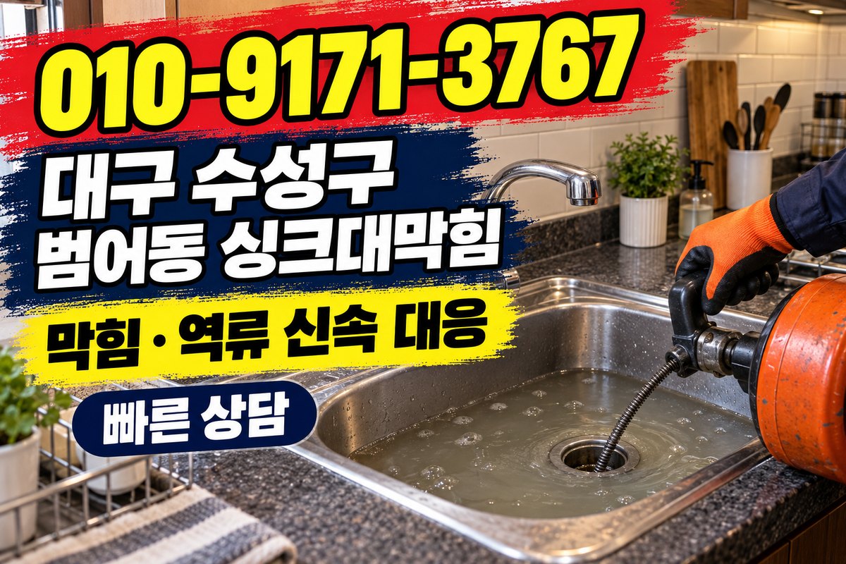 범어동 싱크대 배수 상담 광고 표지
