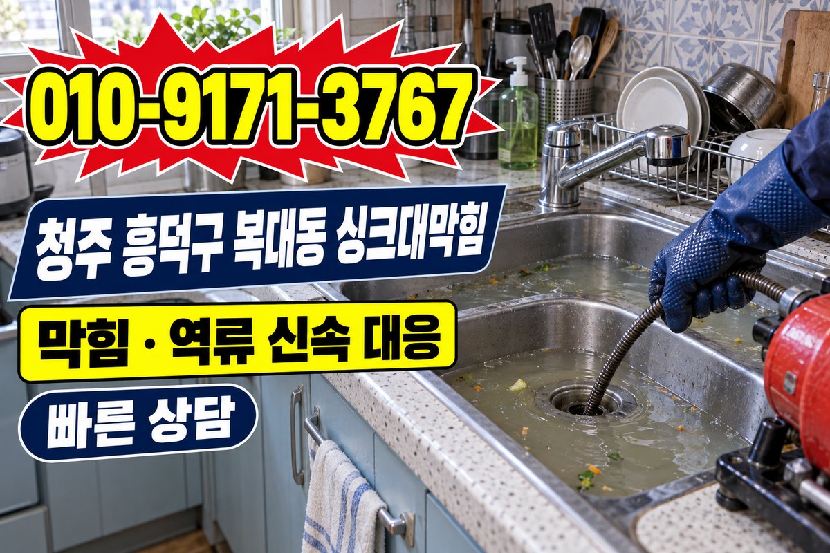 복대동 싱크대 배수 상담 광고 표지