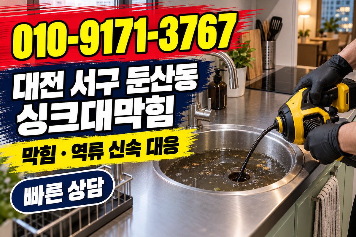 둔산동 싱크대 배수 상담 광고 표지