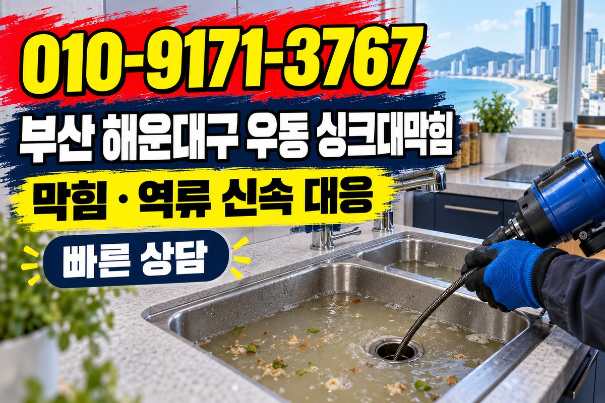 해운대구 우동 싱크대 배수 상담 광고 표지