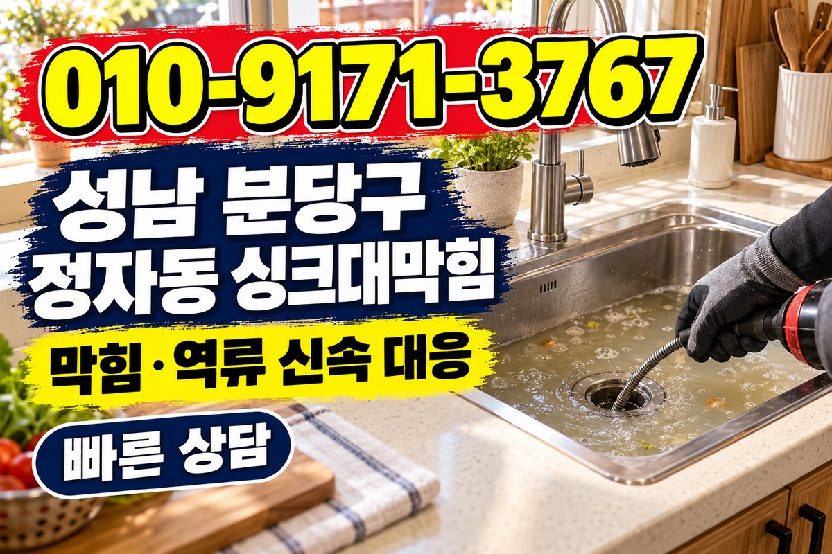 정자동 싱크대 배수 상담 광고 표지