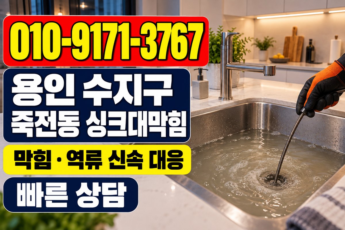 죽전동 싱크대 배수 상담 광고 표지