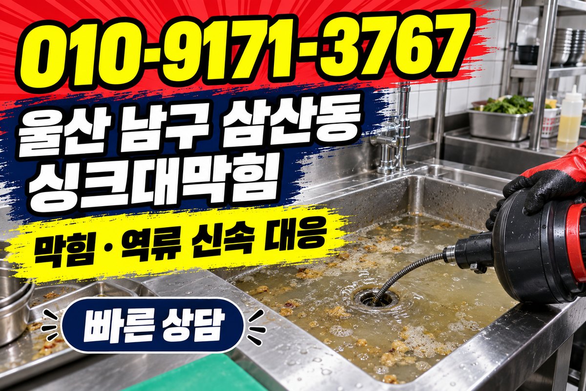 삼산동 싱크대 배수 상담 광고 표지